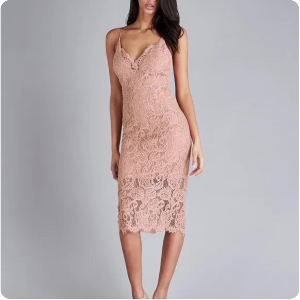 Bardot Rose Lace Pencil Dress